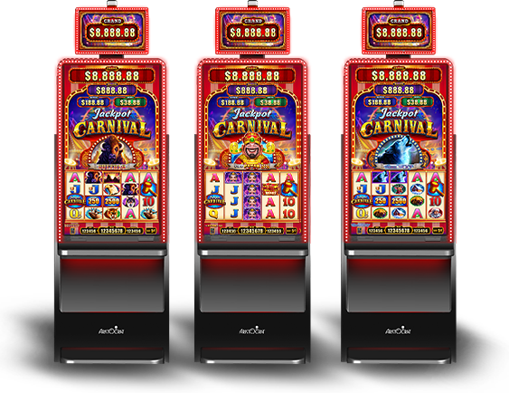 Three carnival slot machines in a row
